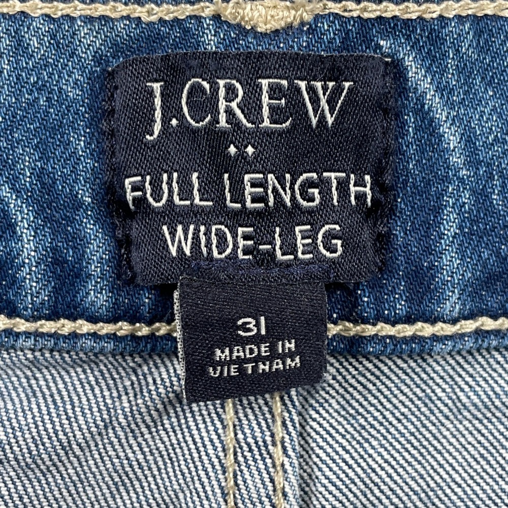 J.Crew Jeans Womens 31 Blue Full Length Wide-Leg Patch Pocket High Rise Denim - Picture 3 of 9